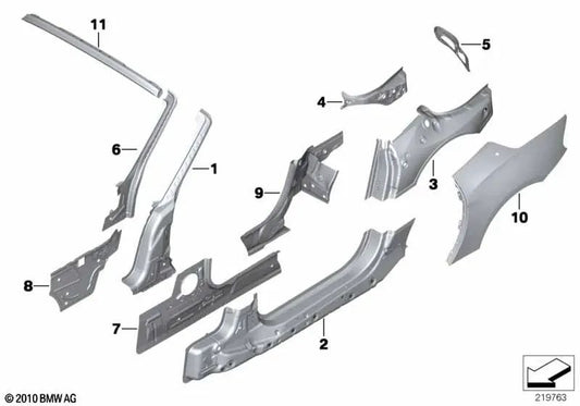 Placa da soleira externa direita para BMW Z4 E89 (OEM 41007224940). BMW original