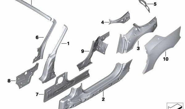 Panel interior lateral derecho OEM 41217225014 para BMW Z4 E89 sDrive18i, sDrive20i, sDrive23i. Compatible con modelos manuales y automáticos. Original BMW.