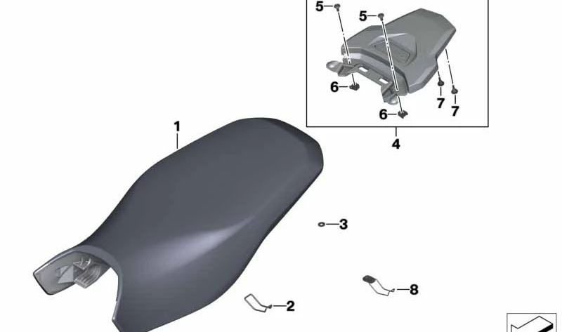 Asiento bajo tipo rally OEM 52538404227 para BMW Motorrad R1200GS (K50), R1200GS Adventure (K51), R1250GS (K50) y R1250GS Adventure (K51). Original BMW Motorrad.
