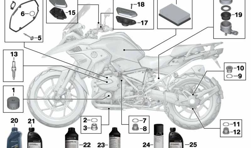 Conjunto de junta OEM 11129899381 para motos BMW R1250GS, R1250GS Adventure, R1250RT, R1250R, R1250RS. Original BMW Motorrad.