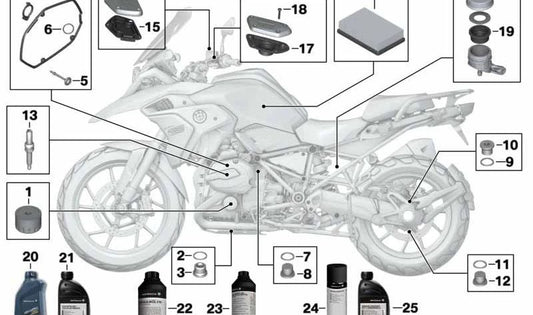 Conjunto de junta OEM 11129899381 para motos BMW R1250GS, R1250GS Adventure, R1250RT, R1250R, R1250RS. Original BMW Motorrad.
