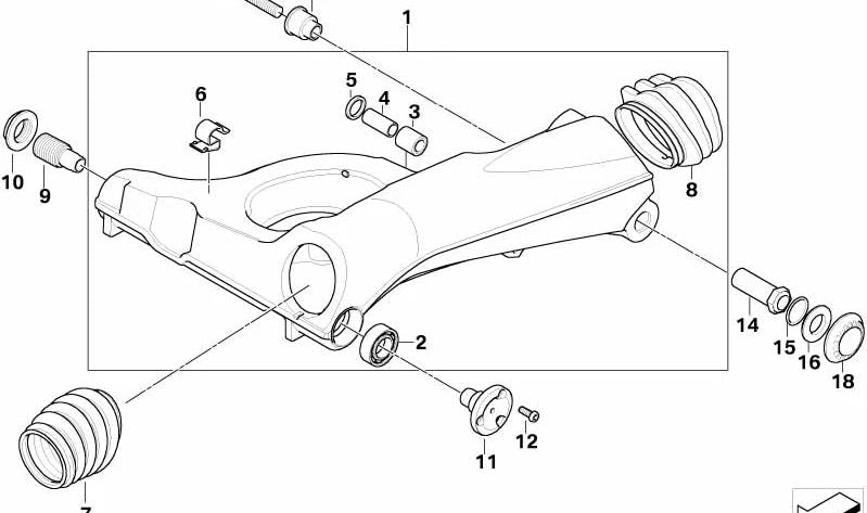 Balancim de roda traseira asfalto-grau OEM 33177709269 para motocicletas BMW K1300S, K1300R, K1300GT. Originais BMW Motorrad.