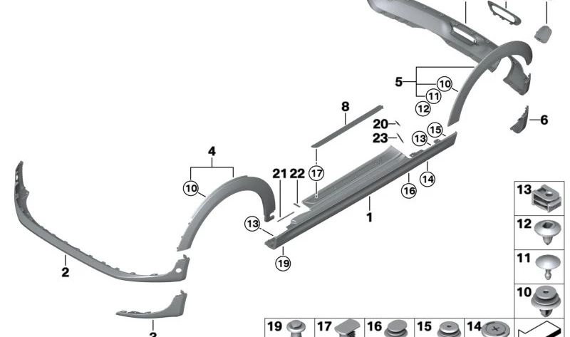 Spoiler delantero derecho Black Band OEM 51117379440 para MINI F55, F56, Cabrio F57. Original MINI.
