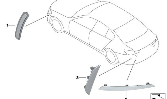 Réflecteur arrière gauche OEM 63149463763 pour BMW G30, G31, G38. BMW d'origine.