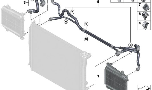 OEM 17125A024C1 tubo di raffreddamento per BMW G42 M240I/M240I XDRive e G20 M340I XDrive. Compatibile con tutti i modelli indicati. Sostituzione BMW originale.