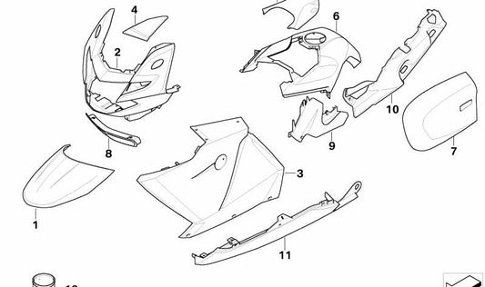 Sportello anteriore destro OEM 46637694351 per BMW Motorrad K1200GT, K1300GT. BMW Motorrad originale.