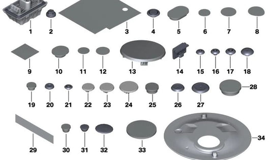 Tapa protectora OEM 07147211572 para BMW F01, F01N, F02, F02N, F04, G18N, G60, G61, G68, G83, G83N, G90. Original BMW.