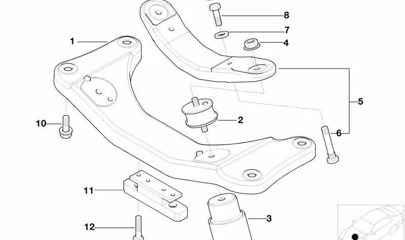 Supporto di trasmissione per BMW E81, E82, E87, E88, E30, E36, E46, E90, E91, E92, E93, E34, E39, F10N, E84, E89 (OEM 22316799330). BMW originale