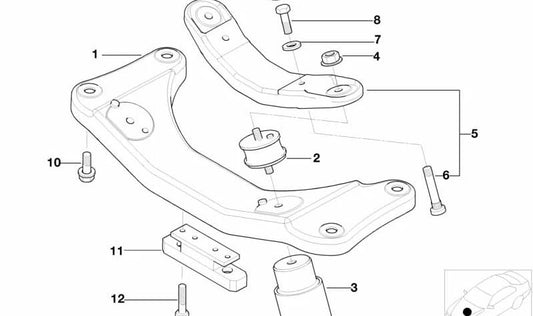 Soporte de caja de cambios OEM 22316751583 para BMW E39. Pieza original BMW.