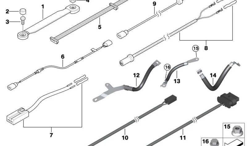 Sensore di impulso del cavo di riparazione per BMW E81, E82, E87, E88, E90, E91, E92, E93, E60, E61, E63, E64 (OEM 61129151113). BMW originale