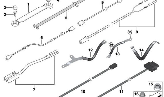 Tailgate ground strap right for BMW 1 Series E81, E87, E87N, X1 E84 (OEM 61126964582). Original BMW