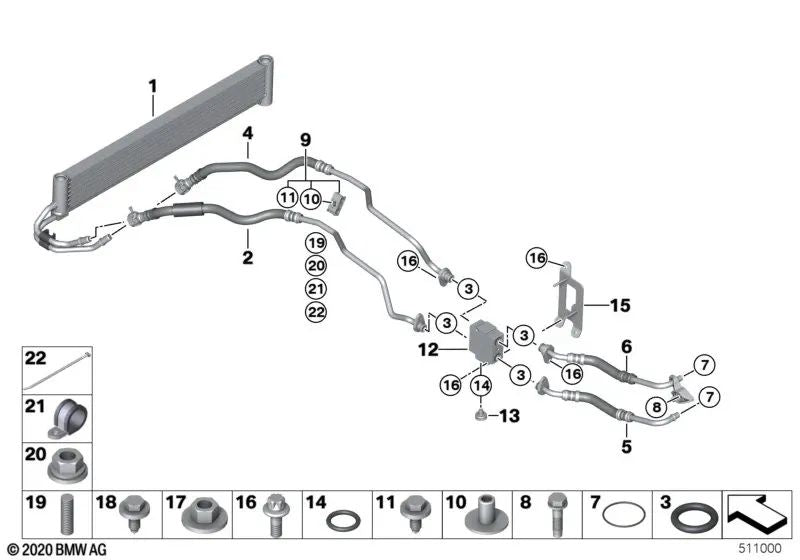 Termostato do tubo de resfriamento de óleo para BMW F87, F80, F82, F83, F07, F10, F11, F06, F12, F13, F02N (OEM 17227592723). BMW original
