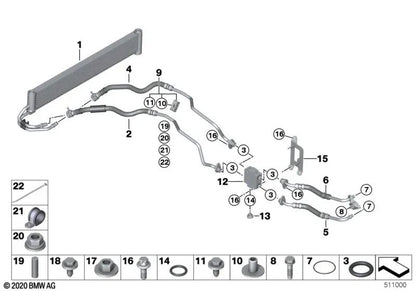 Termostato do tubo de resfriamento de óleo para BMW F87, F80, F82, F83, F07, F10, F11, F06, F12, F13, F02N (OEM 17227592723). BMW original