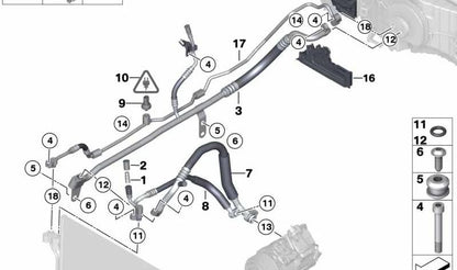 Tubo de succión con boca de llenado OEM 64539359041 para BMW F10, F11, F01, F02 (modelos 523i con motor N52T y N53). Recambio original BMW.