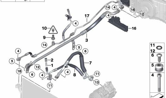 Tubo di pressione per BMW 5 F10 Series, F11, F18, F18N, 7 F01, F02 (OEM 64539251510). BMW originale