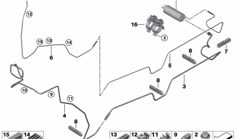 Supporto di fissaggio del tubo OEM 16126762420 per il diesel BMW E53 (X5). BMW originale.