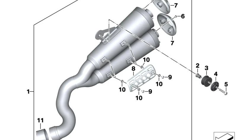 Caperuza silenciador final trasero OEM 18518564284 para motos BMW R nineT, R nineT Scrambler, R nineT Urban G/S. Original BMW Motorrad.