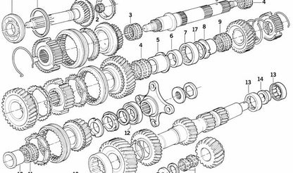 Rodamiento de transmisión OEM 23121220007 para BMW E21, E30, E12, E28. Original BMW.