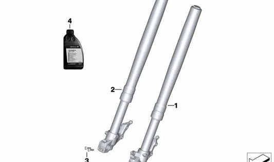Brazo de horquilla negro derecho OEM 31429480342 para motos BMW F 850 GS, F 850 GS Adventure. Original BMW Motorrad.