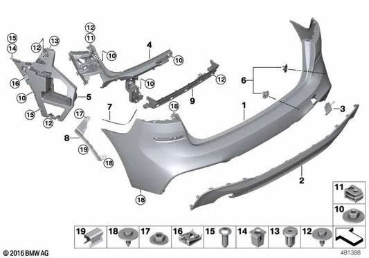 Rear PDC sensor bracket set for BMW F45N (OEM 51128745755). Original BMW.