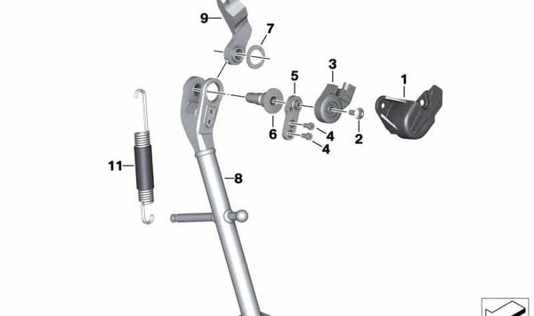 Adaptador lateral derecho OEM 46539457241 para motos BMW G 310 GS (K02) 2017-2020. Original BMW Motorrad.