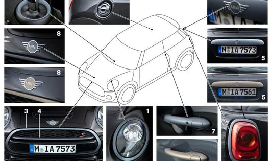 Manilla exterior izquierda OEM 51719625931 para MINI F56, F55, F57... y más. Original MINI.