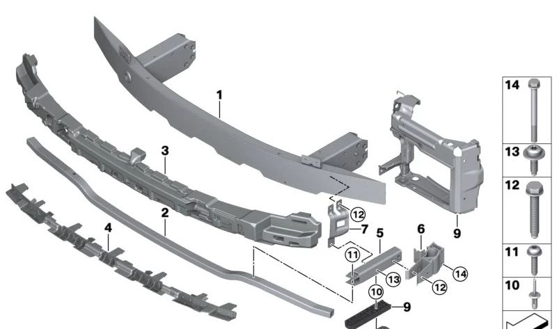 Absorbedor de impactos delantero OEM 51118085433 para BMW G20N, G21N, G28N. Pieza original BMW. Ideal para reparar golpe frontal en paragolpes delantero. Fácil de buscar como tope paragolpes BMW G20.