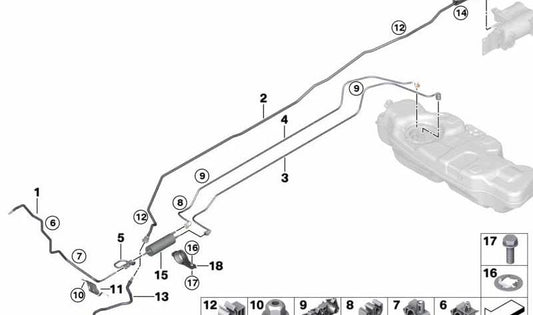 Single cable clip for BMW 2 Series, X1 (OEM 16127328862). Original BMW.