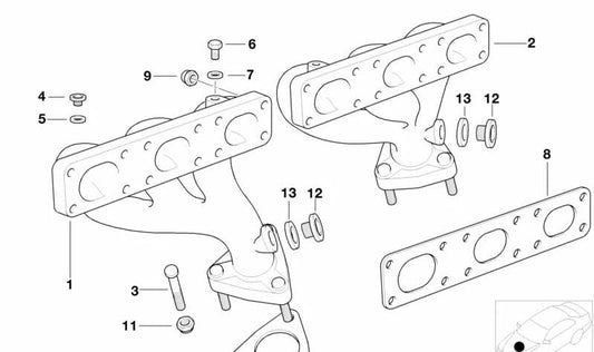 OEM do coletor de exaustão frontal 11621436521 para BMW E36 e Z3. BMW original.