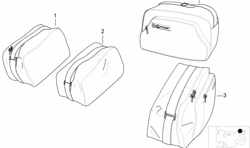 Bolsa interior para maleta pequeña OEM 71602342671 para motos BMW K1200RS, K1200LT. Original BMW Motorrad.