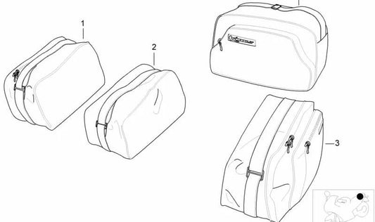 Bolsa interior para maleta pequeña OEM 71602342671 para motos BMW K1200RS, K1200LT. Original BMW Motorrad.
