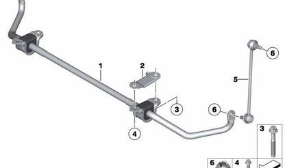 Estabilizador con Cojinete de Goma Delantero para BMW Serie 5 F10 (OEM 31352284460). Original BMW