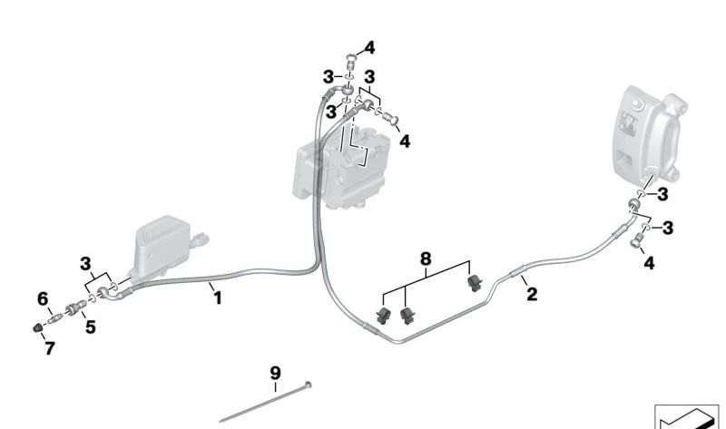 Tubo de freio traseiro OEM 34328414935 para motocicletas BMW R 18, R 18 Classic, R 18 B, R 18 Transcontinental. Originais BMW Motorrad.