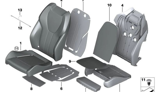 Conforto de couro direito com BMW G05, G06, G07 (OEM 52108493360). BMW original