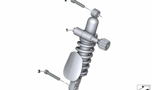 Muelle-amortiguador trasero OEM 33548525333 para motos BMW R1200R, R1250R, R1200RS, R1250RS. Original BMW Motorrad.