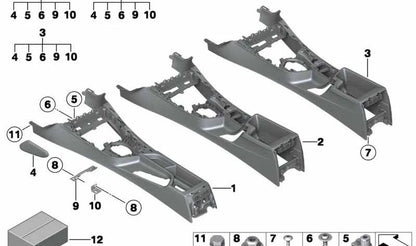 Place Plubiés Central Consola OEM 51169266120 pour BMW F20, F21, F22, F23, F87. BMW d'origine.