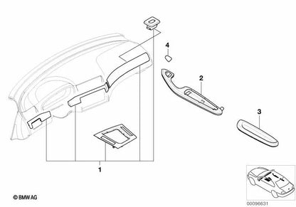 Reposabrazos cromado mate trasero izquierdo para BMW E46 (OEM 51438257961). Original BMW