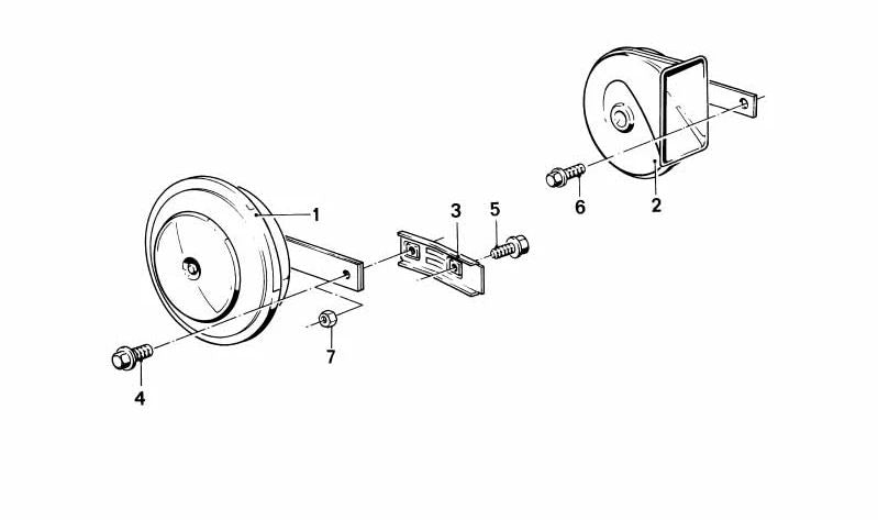Bocina (claxon) OEM 61331374440 para BMW E30, E32, E34. Original BMW.