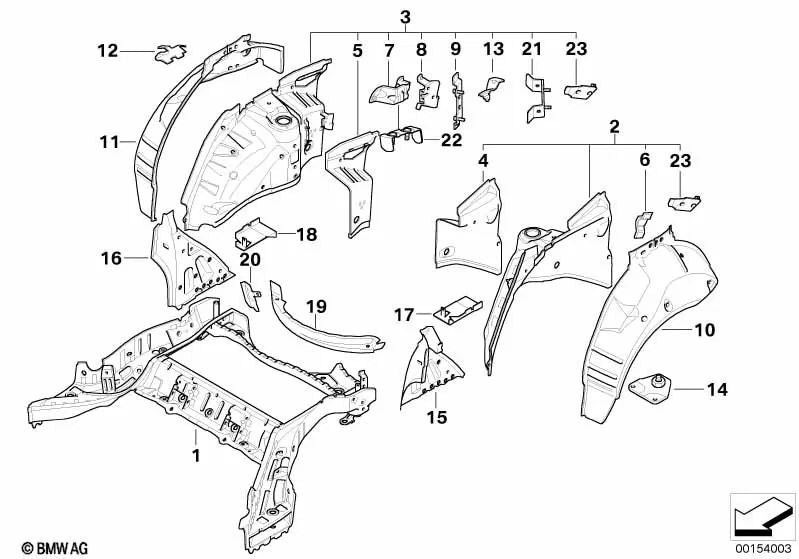 Pasarruedas rechts hintere Außenseite für BMW 5 E60 -Serie, E61N (OEM 41217900484). Original BMW