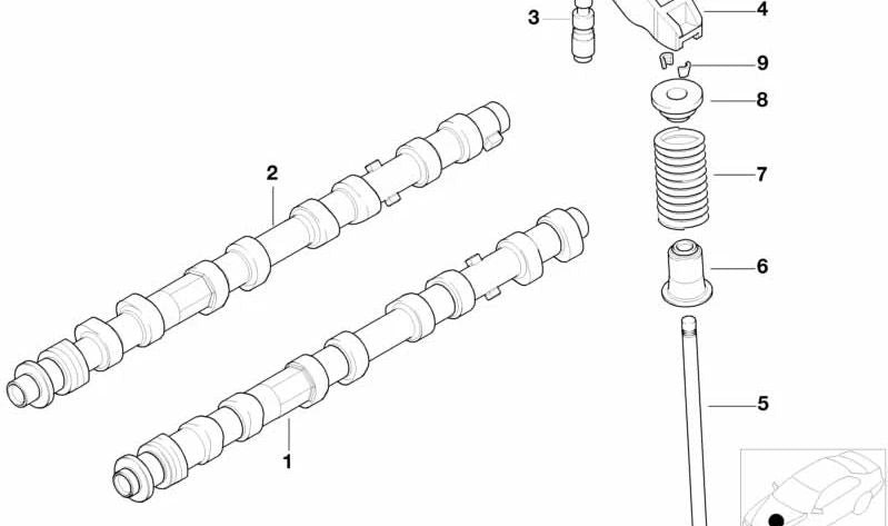 Válvula de admisión/escape OEM 11342247077 para BMW E87, E46, E90, E91, E92, E93, E39, E60, E61, E63, E64, E38, E65, E66, E83, E53, E70, E71. Original BMW.