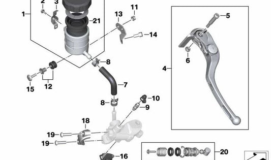 Depósito de expansión OEM 32727721295 para BMW Motorrad HP4, S1000RR (K46) y S1000R (K47). Original BMW Motorrad.