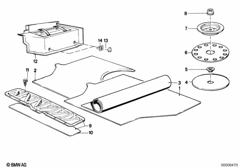 Boot mat for BMW 6 Series E24 (OEM 51471976988). Original BMW.