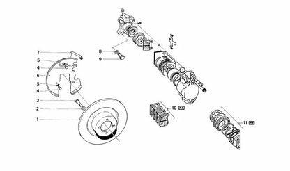 PILLE FRENO OEM Set 3411160175 per BMW E23, E24, E28, E30, E31, E32, E34, Z1. BMW originale.