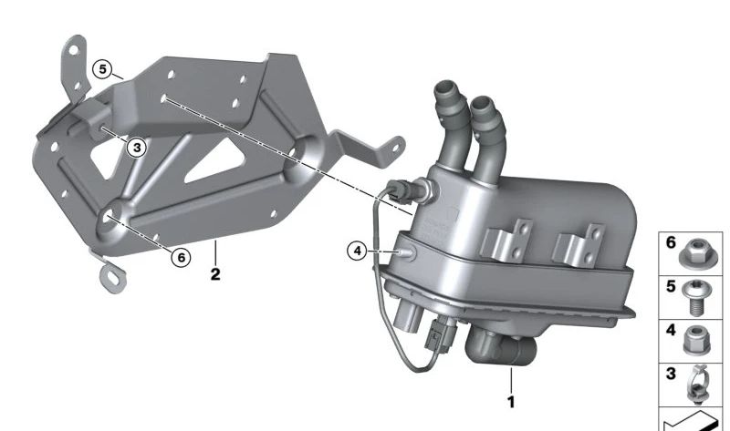 Calentador eléctrico OEM 64125A5CED0 para BMW X3 G08E y G08F. Repuesto original BMW.