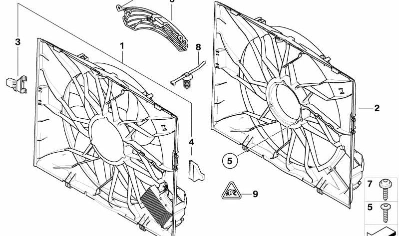 Rack de proteção do radiador OEM 1711283102 para BMW E60, E61, E63 e E64. Peça original da BMW.