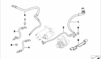 Cavo terminale 50 OEM 12517537365 per BMW E81, E82, E87, E88, E90, E91, E92, E93, E60, E61, E63, E64, E65, E66, E84, E83, E70, E85, E86, E89. BMW originale.
