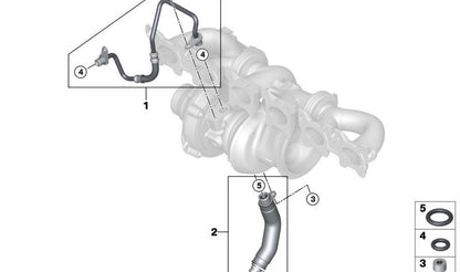 Tubo de retorno de aceite OEM 11427643176 para BMW F20, F21, F22, F23, F30, F31, F34, F32, F33, F36, G30, G31, G32, G11, G12, G01, G02. Original BMW.