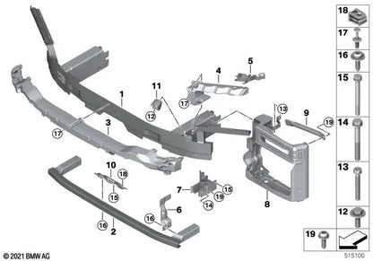 Poder de choque frontal esquerdo para BMW X5 G05, X6 G06 (OEM 51647489465). BMW original