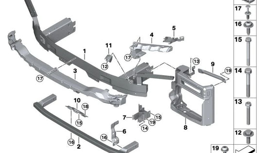 OEM front support 51117421599 for BMW G05, F95, G06, F96. Original BMW.