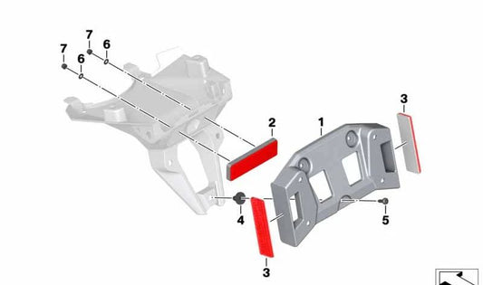 OEM registration adapter 63148526808 for BMW Motorrad {C400X, C400GT, F750Gs, F850Gs, F850GS Adventure, R1250gs, R1250gs Adventure, R1250R, R1250RS, R1250RT, S1000XR}. Original BMW Motorrad.